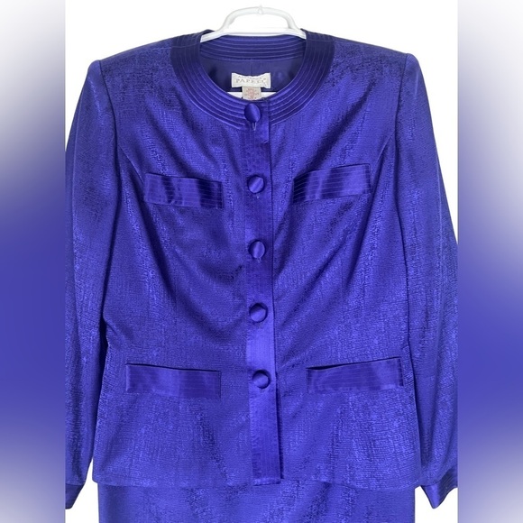 Vintage Adrianna Papell 2 Piece Suit 100% Silk Size 10 Purple Button Down - Picture 3 of 13
